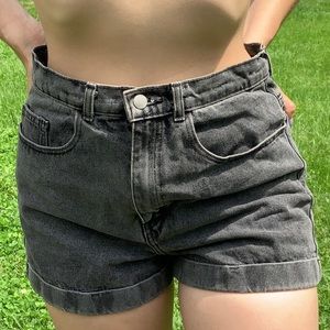 Black American Apparel high waist denim cuff short
